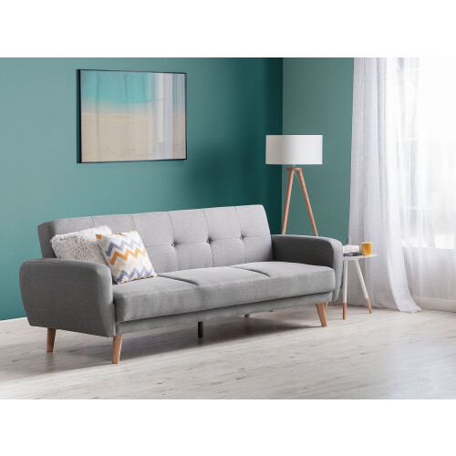Beliani Sofa Bed 3 Seater FLORLI Fabric Light Grey 1