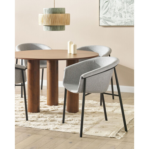 Beliani Set of 2 Dining Chairs AMES Fabric Light Grey 1