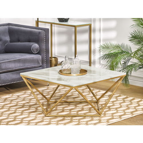 Beliani Coffee Table MALIBU Marble/ Gold 1