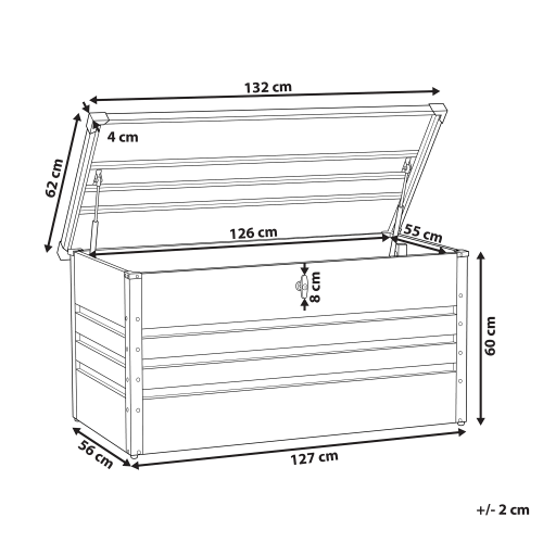 Beliani Storage Box CEBROSA 132 cm 62 cm Metal Light Grey 2