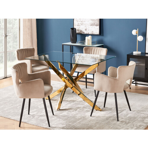 Beliani Dining Table MARAMO Gold 120 cm 70 cm Tempered Glass 2