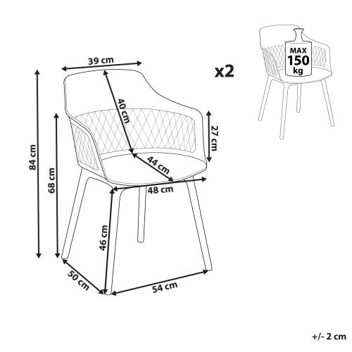 Beliani Set of 2 Dining Chairs ALMIRA White 2