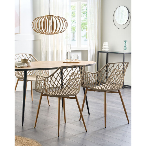 Beliani Set of 2 Dining Chairs NASHUA Beige 1