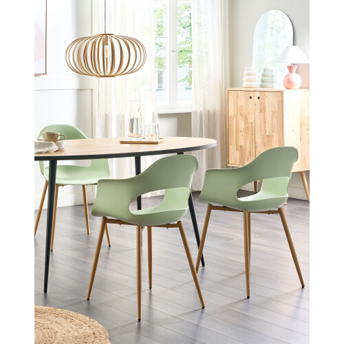 Beliani Set of 2 Dining Chairs UTICA Light Green 1