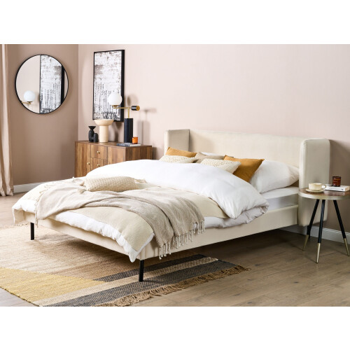 Beliani Bed Velvet ARETTE 160 x 200 cm (EU King Size) Light Beige 1