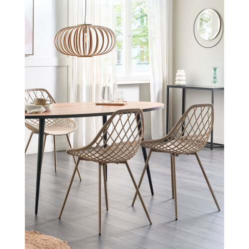 Beliani Set of 2 Dining Chairs CANTON II Beige 1