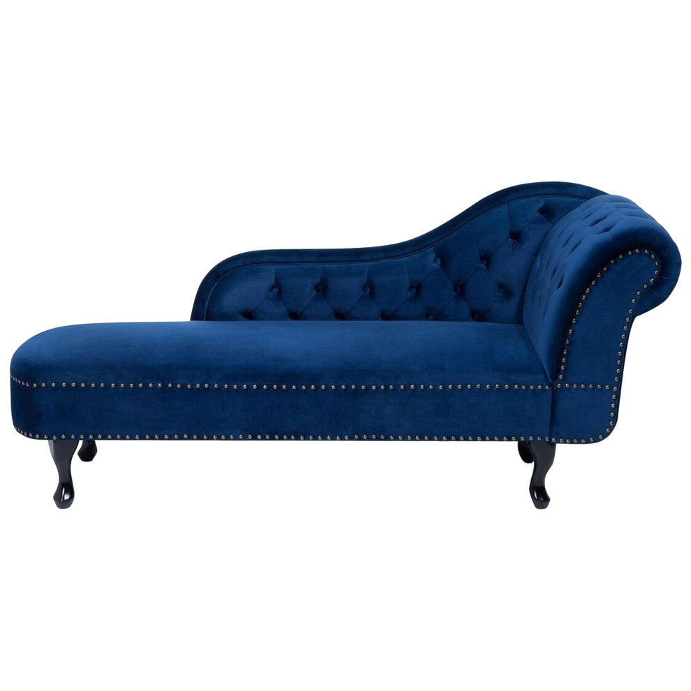 Right-Hand Chaise Lounge NIMES Velvet Navy Blue