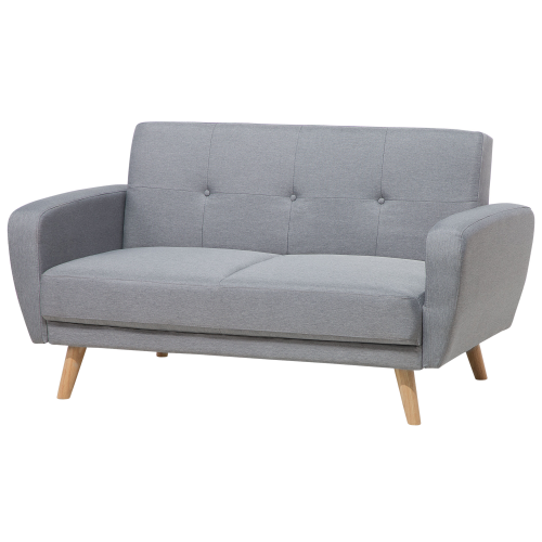 Beliani Sofa Bed 2 Seater FLORLI Fabric Light Grey 1