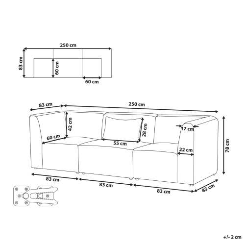 Beliani Modular Sofa 3 Seater LEMVIG Green Corduroy 2