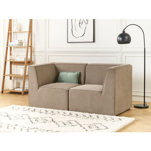 Beliani Modular Sofa 2 Seater LEMVIG Corduroy Taupe 1