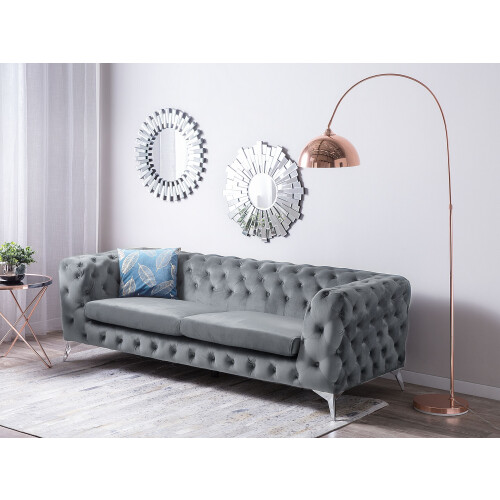 Beliani Sofa 3 Seater SOTRA Velvet Grey 2