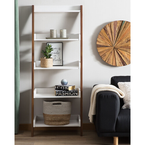 Beliani 5 Tier Shelving Unit MOBILE TRIO 164 cm Brown/ White 2