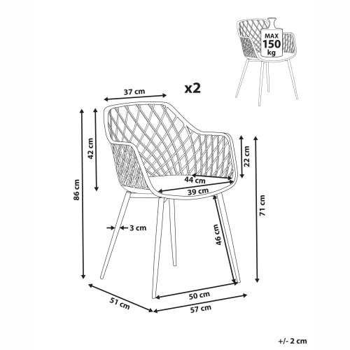 Beliani Set of 2 Dining Chairs NASHUA Beige 2