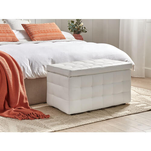 Beliani Storage Ottoman MICHIGAN Faux Leather White 1
