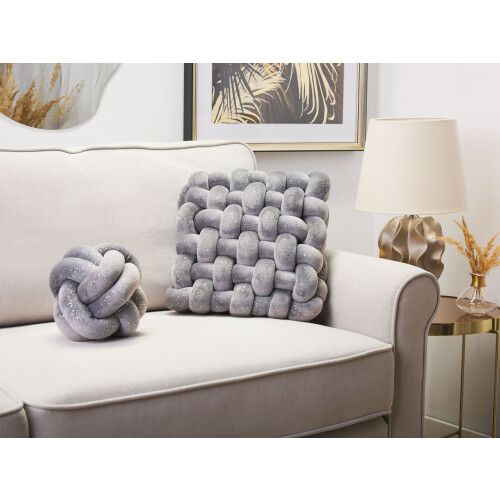 Beliani Throw Cushion SIRALI 30 x 30 cm Velvet Grey Solid 1