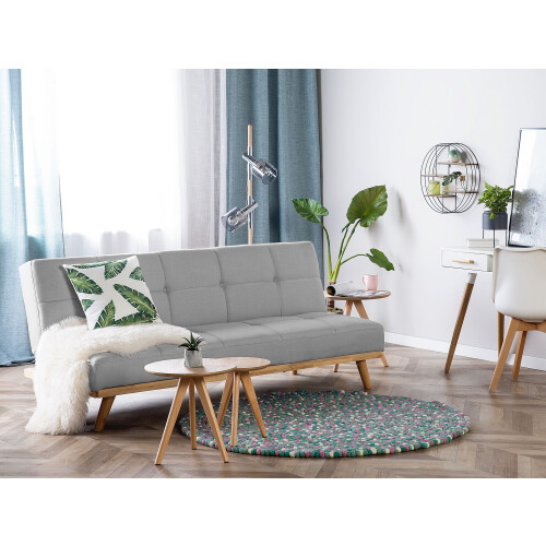 Beliani Sofa Bed 3 Seater FROYA Fabric Light Grey 1
