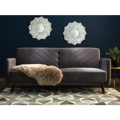 Beliani Sofa Bed 3 Seater SENJA Velvet Grey 1