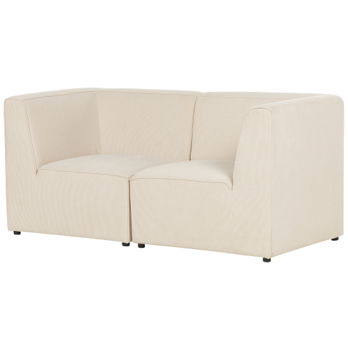 Beliani Modular Sofa 2 Seater LEMVIG Corduroy Light Beige 2