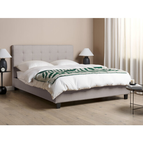 Beliani Bed Fabric LA ROCHELLE 160 x 200 cm (EU King Size) Light Grey 2