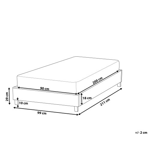 Beliani Bed without Headboard Fabric ROANNE 90 x 200 cm (EU Single) Grey 2
