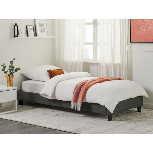 Beliani Bed without Headboard Fabric ROANNE 90 x 200 cm (EU Single) Grey 1