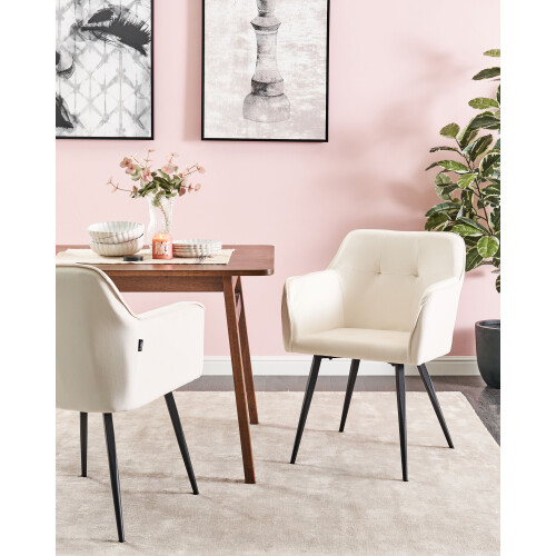 Beliani Set of 2 Dining Chairs JASMIN Velvet Light Beige 1