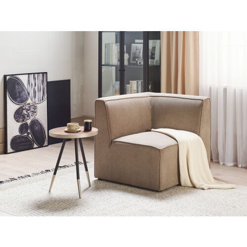 Beliani Corner Seat LEMVIG Corduroy Taupe 1