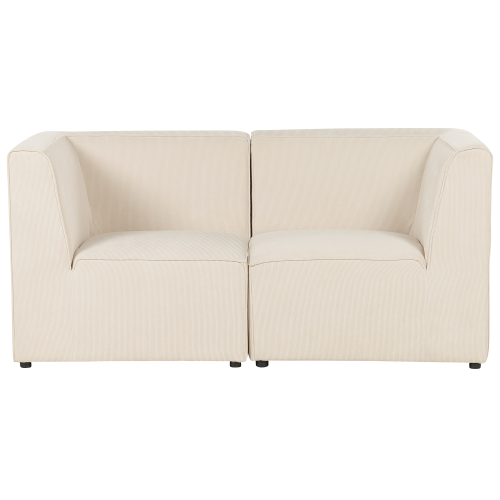 Beliani Modular Sofa 2 Seater LEMVIG Corduroy Light Beige 1