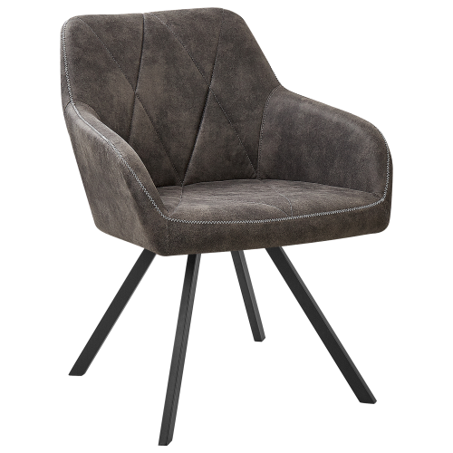 Beliani Set of 2 Dining Chairs MONEE Fabric Dark Grey 1