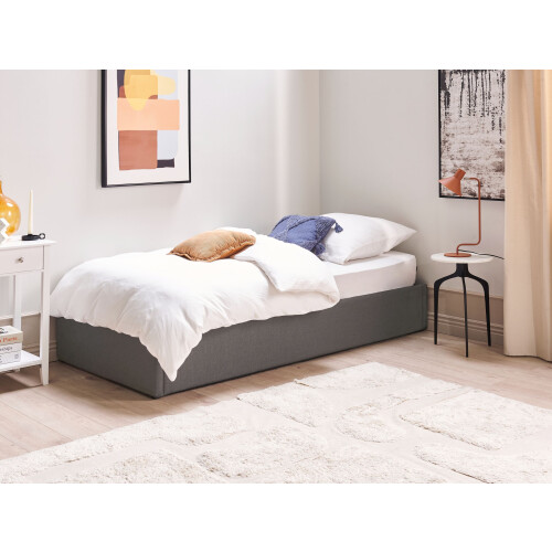 Beliani Ottoman Bed without Headboard DINAN Fabric Dark Grey 90 x 200 cm (EU Single) 1