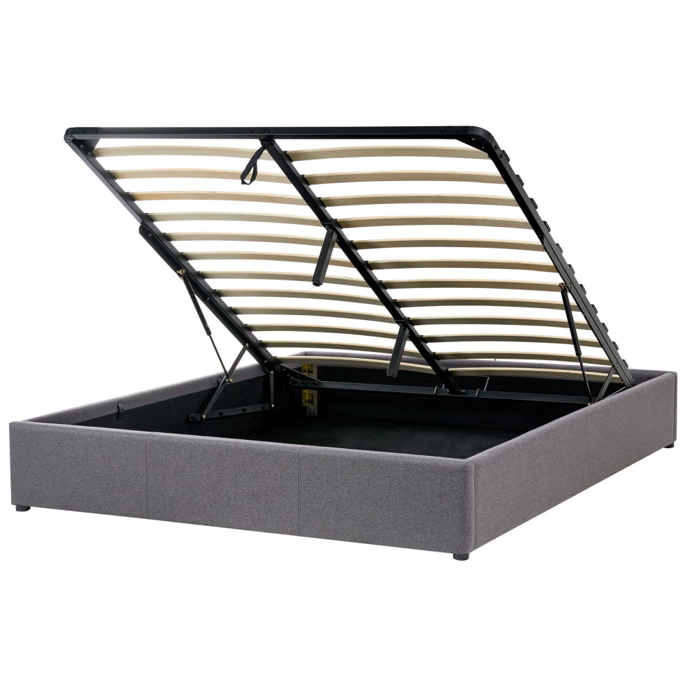Ottoman Bed without Headboard Fabric DINAN 160 x 200 cm (EU King Size) Dark Grey
