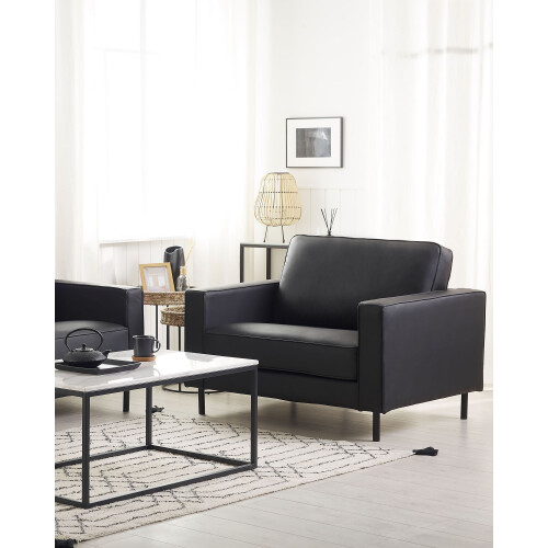 Beliani Armchair SAVALEN Leather Black 1