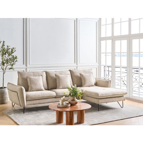 Beliani Corner Sofa 3 Seater SERSAN Chenille White Left Hand 1