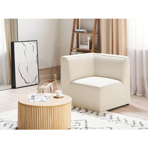Beliani Corner Seat LEMVIG Light Beige Corduroy 1