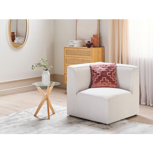 Beliani Corner Seat LEMVIG Off-White Corduroy 1