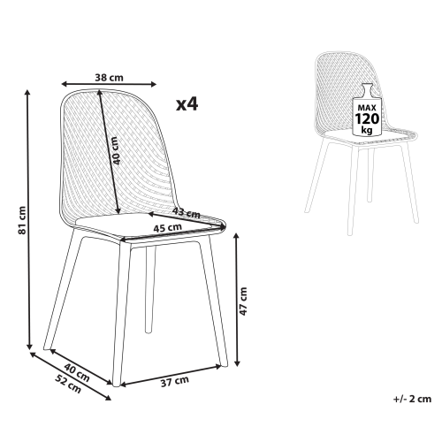 Beliani Set of 4 Dining Chairs EMORY White 2