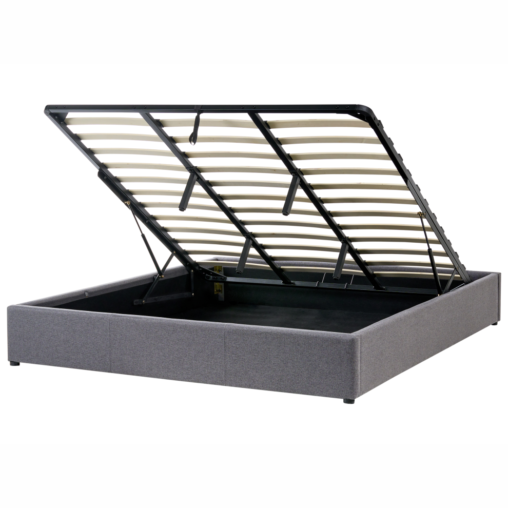 Ottoman Bed without Headboard Fabric DINAN 180 x 200 cm (EU Super King) Dark Grey