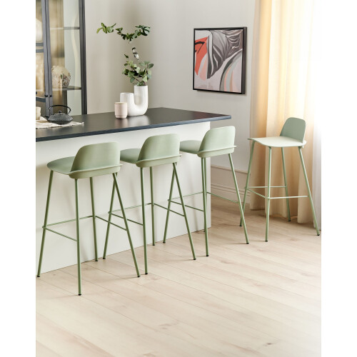 Beliani Set of 4 Bar Chairs MORA Light Green 1