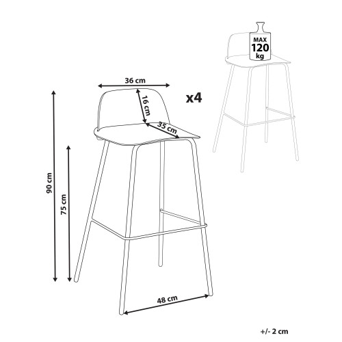 Beliani Set of 4 Bar Chairs MORA Light Green 2
