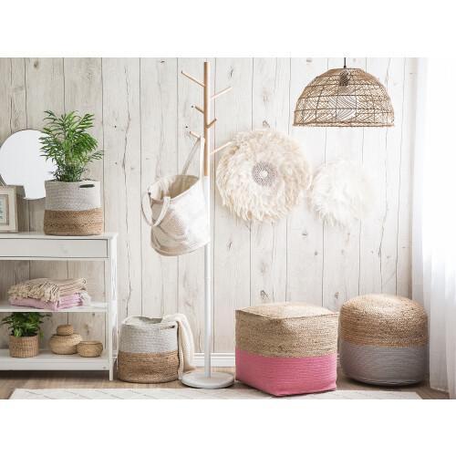 Beliani Pouffe KIRAMA Jute Pink 1