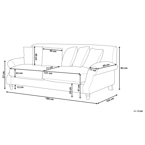 Beliani Sofa 2 Seater EIKE Velvet Teal 2