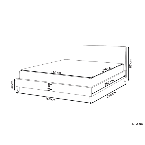Beliani Bed Fabric FITOU 140 x 200 cm (EU Double) Light Grey 2