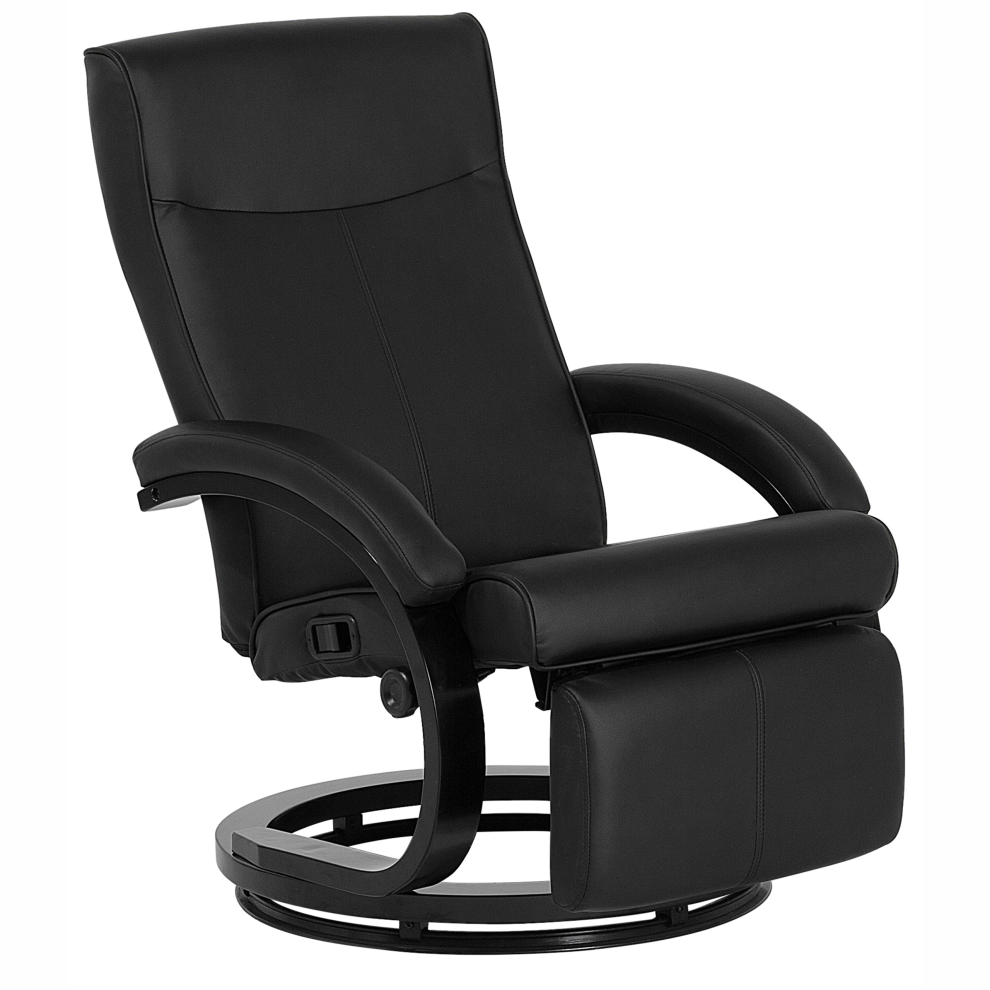 Recliner Chair MIGHT with Footrest Faux Leather Black