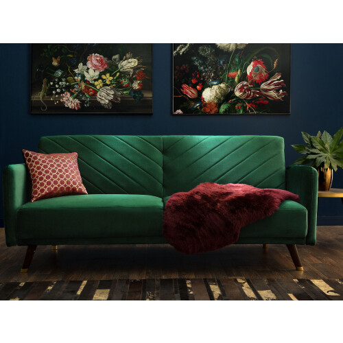 Beliani Sofa Bed 3 Seater SENJA Velvet Emerald Green 1