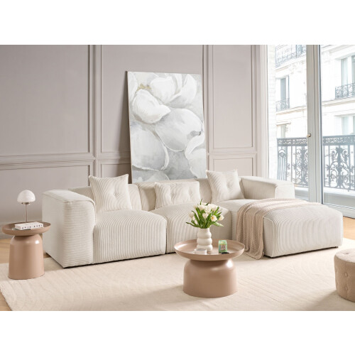 Beliani Corner Sofa DOLVA Corduroy Off-White Left Hand 2
