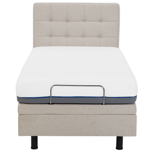 Beliani Adjustable Bed Fabric DUKE 90 x 200 cm (EU Single) Beige 1