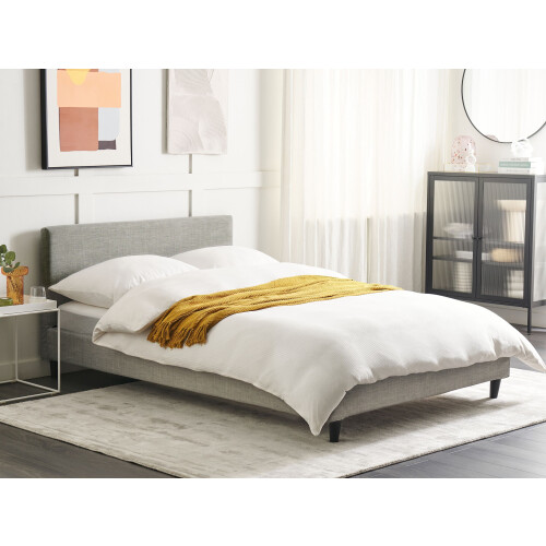 Beliani Bed Fabric FITOU 140 x 200 cm (EU Double) Light Grey 1