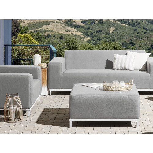 Beliani Ottoman ROVIGO Fabric Light Grey 1