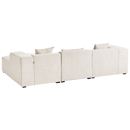 Beliani Corner Sofa DOLVA Corduroy Off-White Left Hand 1
