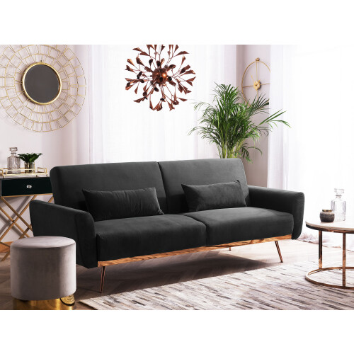 Beliani Sofa Bed 3 Seater EINA Velvet Black 1